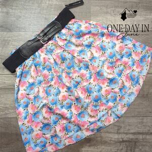 I Love Ronson Belted Pull On Floral Skirt Size L